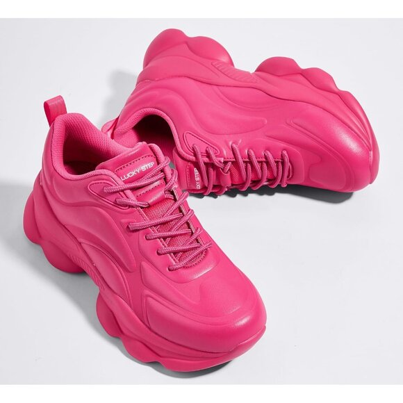 Women's 90s Chunky Sneakers Rope Platform Casual Thick Rave Walking Shoes Pink - Picture 6 of 9